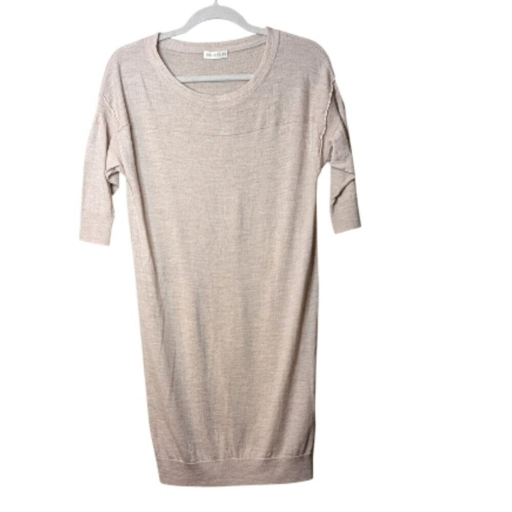 Whistles 100% Merino wool sweater dress size  2 US oatmeal cocoon fit luxury